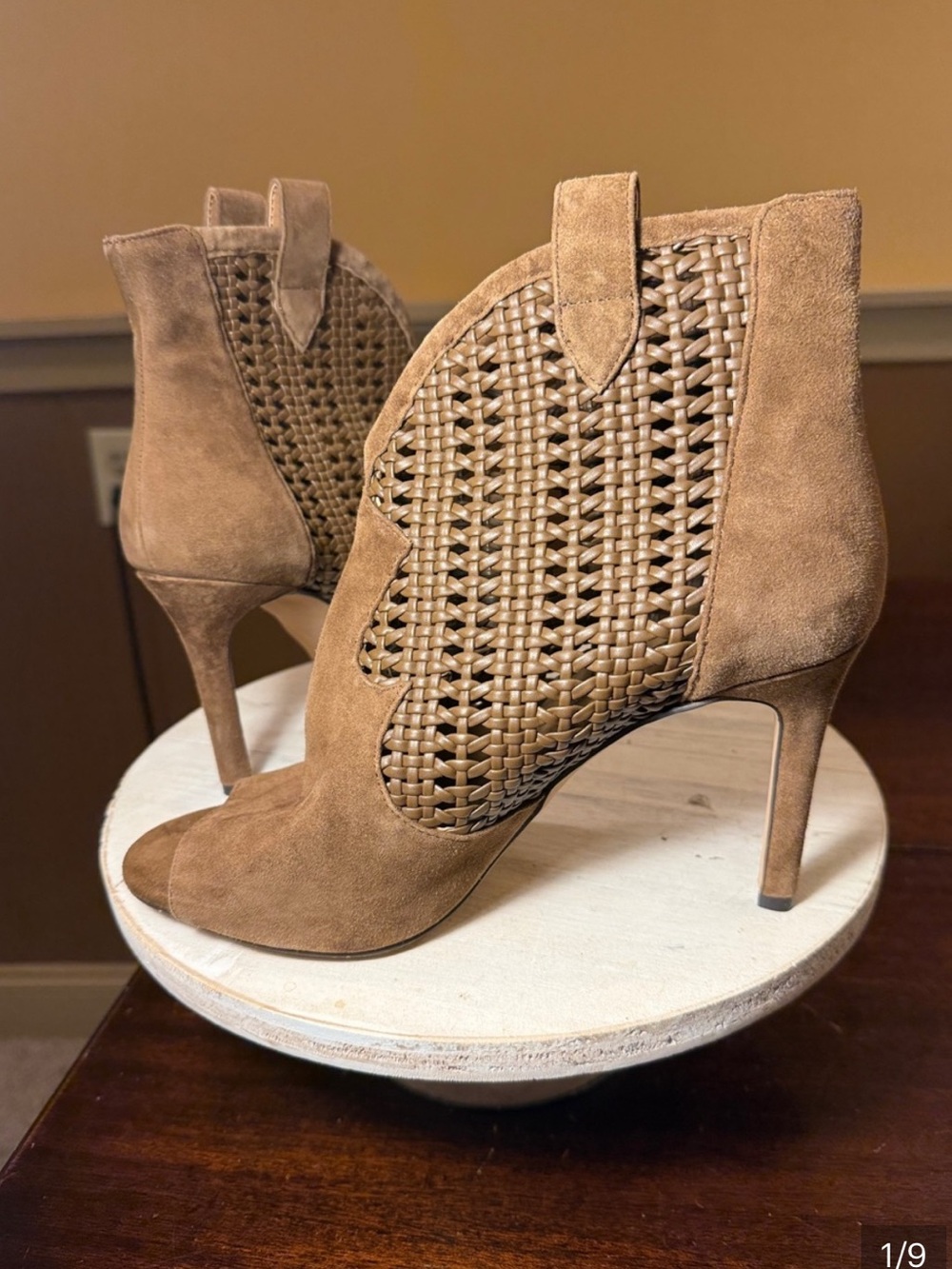 Jessica Simpson Jexell 9.5 Tan Leather Fall Cutout Peep Toe Coastal Cowgirl